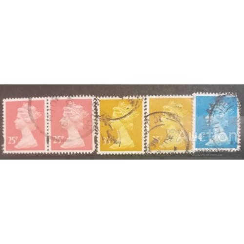 Великобритания  марки стандарт Королева Елизавета 2 5штук Гашеные