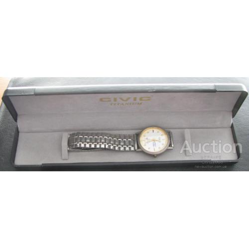 Япония Часы мужские кварцевые Civic titanium в коробке с браслетом
