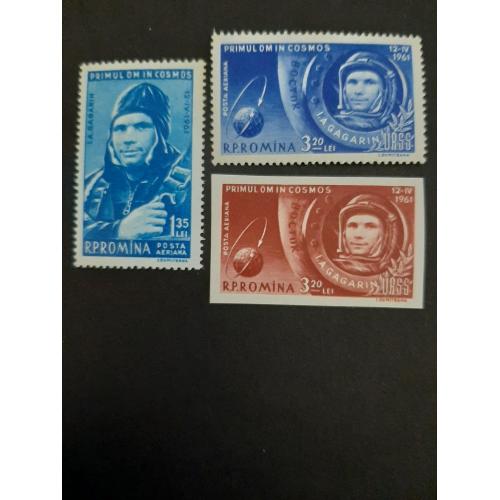 1961г.-Румыния, Космос, Серия, 3 марки "Полет Гагарина", негашеная, состояние коллекционное