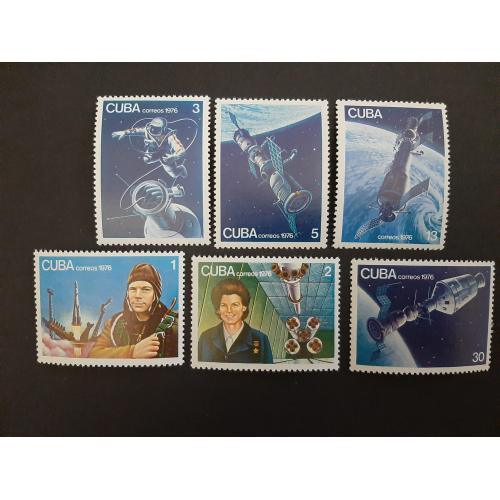 1976г.-Куба,6 марок,«15 лет со дня 1-го полета человека в космос»,негашеная, состояние коллекционное