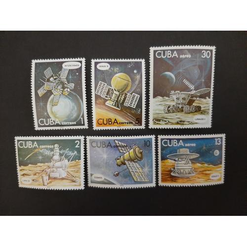 1977г.-Куба, Космос, Блк+ 6 марок, «20-летие запуска первого ИСЗ», негашеная, состояние колекционное