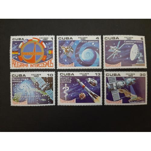 1980г.-Куба, Космос, 6 марок,«Советская косм. программа Интеркосмос»,негашеная, состояние коллекц.