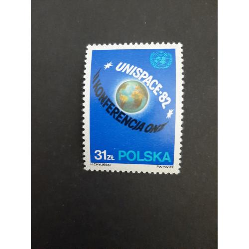 1982г.-Польша, марка, Космос, "Конференция ООН", негашеная, состояние коллекционное