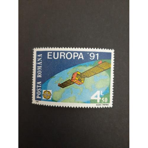 1991г.-Румыния, Космос, марка, Спутник, Европа,91, негашеная, состояние коллекционное