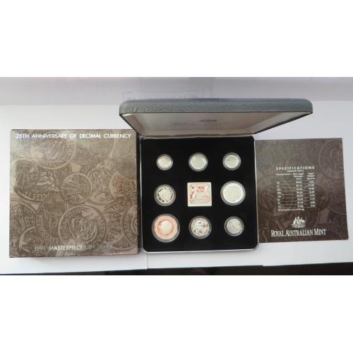 Австралія 1991 Шедеври зі срібла 25-та річниця десяткової валюти Срібло 925 вага 70гр PROOF