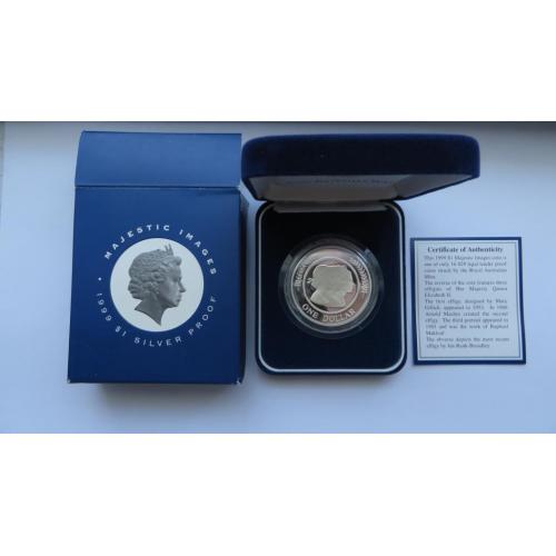 Австралія 1999 року, срібна монета Majestic Images 1 долар, пруф, 1 унція, підписка