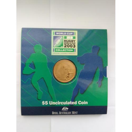 Австралія 2003 5 Dollar Uncirculated Coin Rugby World Cup UNC