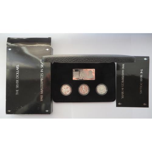 Австралія набір СРІБЛО 925 вага 75гр монет 1990 року Шедеври у пруф