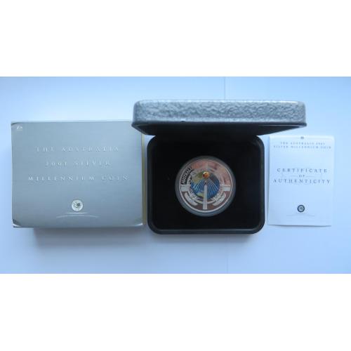 Срібна монета 2001 року з 1 унцією, пруф, тисячоліття, Голка Клеопатри