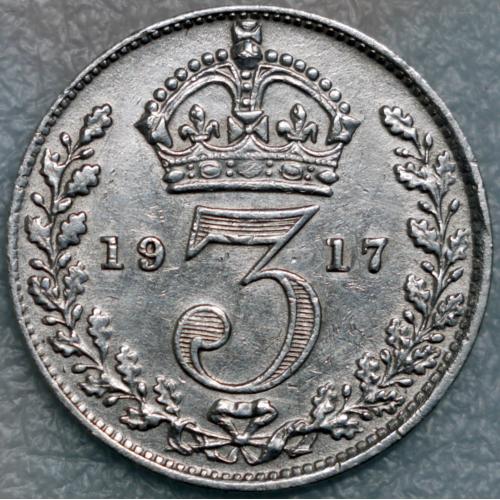 3 пенса 1917 рік Велика Британія Георг V