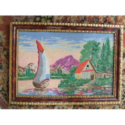 Картина вышитая крестиком раз. 50 х 35 см.1950 гг. Ужгород .