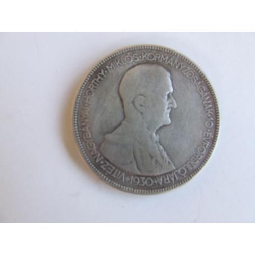  Пять пенгов 1930 год серебро вес 24.8 грамм диаметр 35 мм. Горти М.