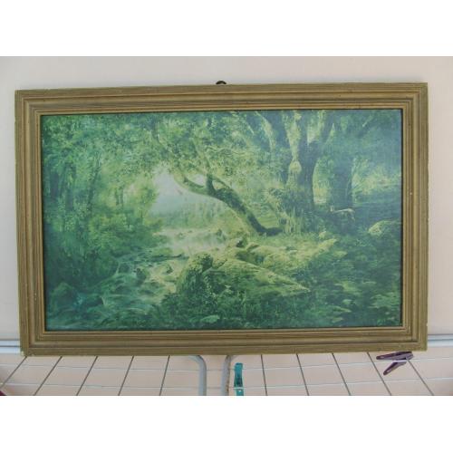 Репродукция с рамой раз. 60 х 35 см. к.м. 1989 Саврасов водопад