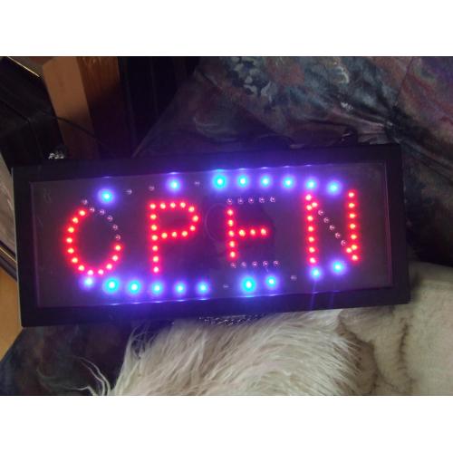 Світодіодна вивіска опен -відкрито роз. 41х17 см.