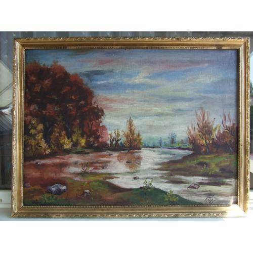Закарпатська школа  Й. ПОП     роз. 90 х 65  см.  п.о. початок  1950 років  м. Ужгород.