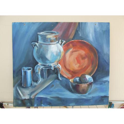 Закарпатская школа. натюрморт кухонный раз.70 х 60 см. к.м. 2000 гг.. Ужгород.