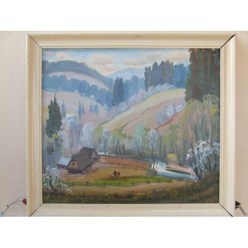 Закарпатская школа В. Цибере. розмір 76х66 см. х.м. 2009 г. Закарпатське село Ужгород .