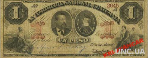 Гватемала 1 песо 1881 год. КОПИЯ