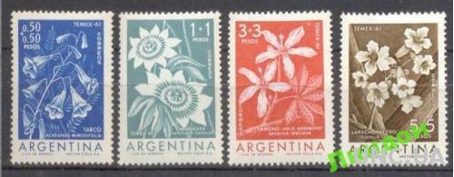 Аргентина 1960 цветы флора 4м ** о