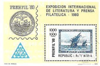Аргентина 1978 филвыставка люди почта печать птицы корабли флот блок 2 ** о
