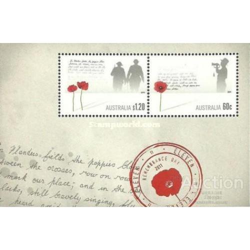Австралия 1911 Вторая мировая война День Памяти (Победы) почта флора цветы печать блок ** м