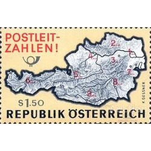 Австрия 1966 почтовые коды  индекс почта карта ** ом