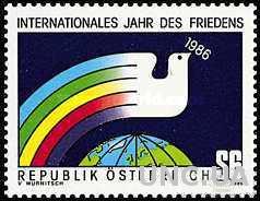 Австрия 1986 ООН Год Мира птицы радуга ** о