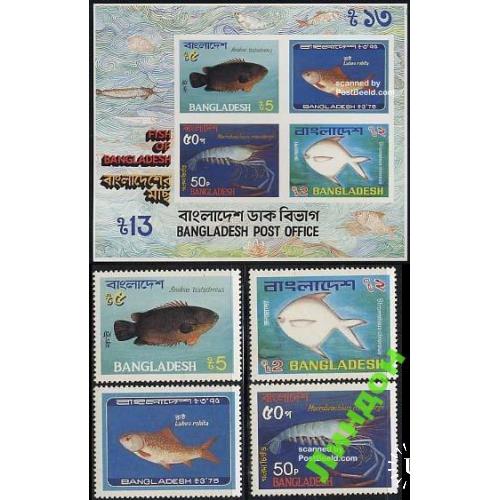 Бангладеш 1983 морская фауна рыбы блок + серия ** о