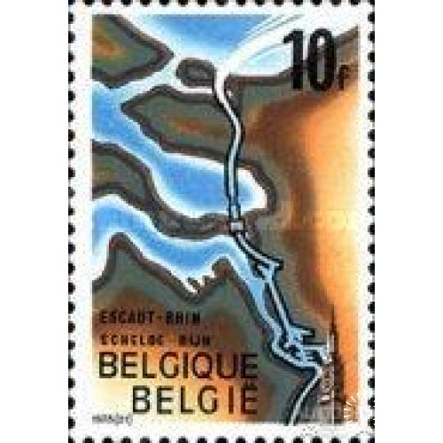 Бельгия 1975 Канал Шельда-Рейн флот архитектура карта ** о