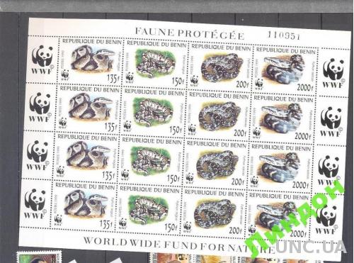 Бенин 1999 фауна Африки змеи ВВФ WWF лист ** о