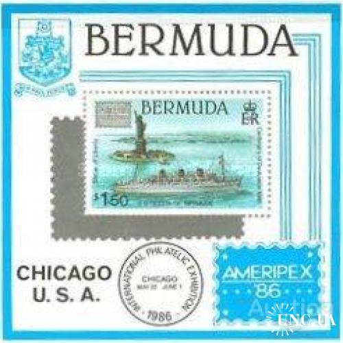 Бермуды 1986 марка на марке Статуя Свободы факел огонь корабли флот филвыставка блок (15 евро) ** с