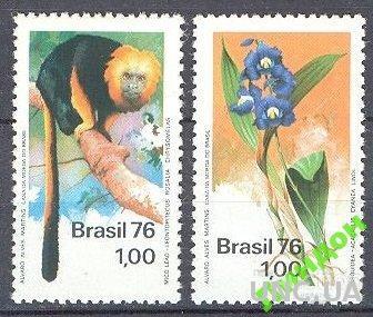 Бразилия 1976 фауна обезьяны флора цветы ** о