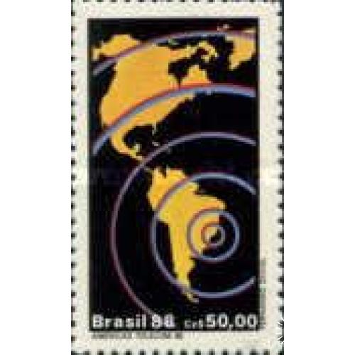 Бразилия 1986 ТЕЛЕКОМ связь ТВ радио карта ** м