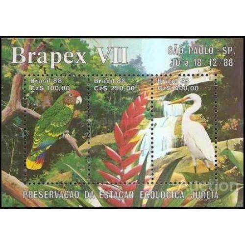 Бразилия 1988 филвыставка БРАПЕКС птицы попугай фауна флора водопад ** м