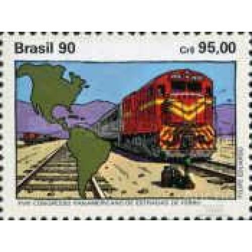 Бразилия 1990 ж/д железная дорога поезд карта ** м