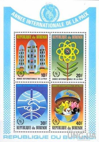 Бурунди 1987 Год мира ООН архитектура атом птицы фауна блок ** о