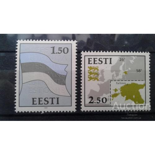 Эстония 1991 Нац. символы флаг герб карта ** о