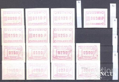 Финляндия 1992-1995 стандарт автоматные марки 15 шт ** о