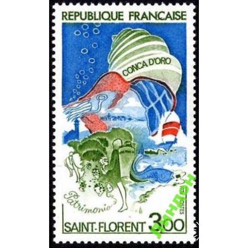 Франция 1974 живопись рог изобилия St. Florent морская фауна рыбы ракушки флот яхты ** о