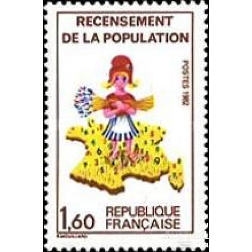 Франция 1982 перепись населения кукла цветы ** бро
