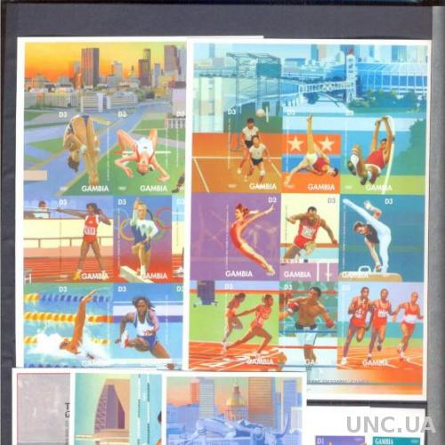 Гамбия 1996 спорт олимпиада л/а плавание гимнастика без/зуб + люкс-блоки ** о