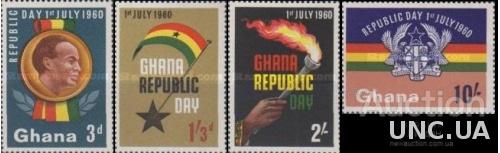 Гана 1960 День республики герб флаг президент факел огонь ** о