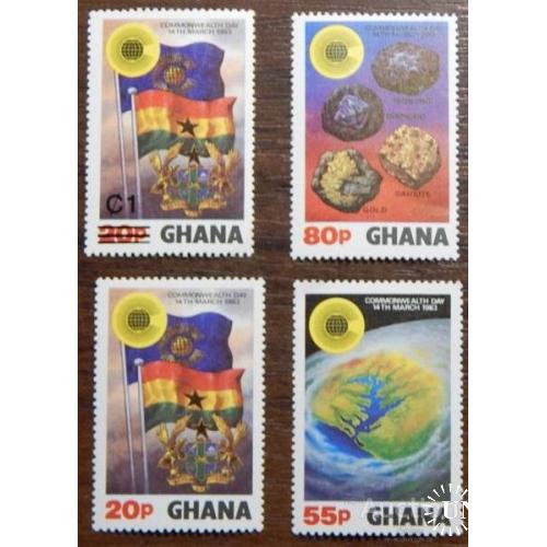 Гана 1983 Содружество Нац. символы флаг герб политика карта камни минералы геология надп-ка ** м