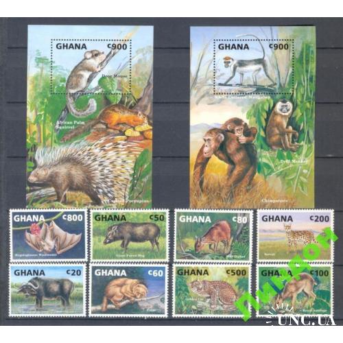 Гана 1993 фауна Африки обезьяны летучие мыши кошки **