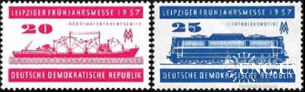 ГДР 1957 Лейпциг ярмарка флот корабль ж/д поезд электровоз ** о