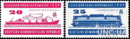 ГДР 1957 Лейпциг ярмарка флот корабль ж/д поезд электровоз ** о