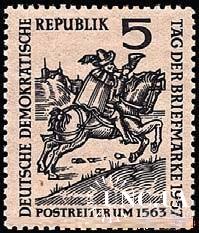 ГДР 1957 Неделя письма почта униформа кони живопись гравюра ** о