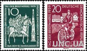 ГДР 1959 Неделя письма почта кони лошади мотоцикл архитектура ** есть кварт о
