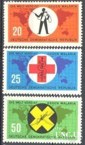 ГДР 1963 Борьба с малярией медицина Красный Крест насекомые фауна змеи карта ** есть кварт о
