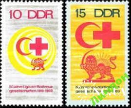 ГДР 1969 Красный Крест Полумесяц медицина герб лев фауна ** о
